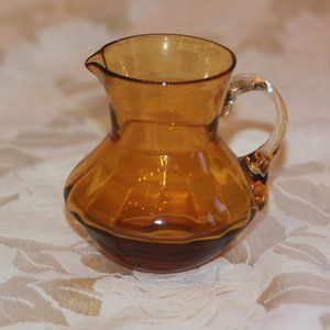 Blenko Glass Amber Ribbed Creamer